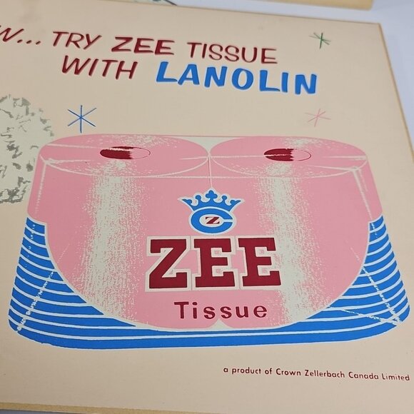 Vintage Advertising Signs 1950s - Zee Tissue Crown Zellerbach Canada Limited - Picture 5 of 13